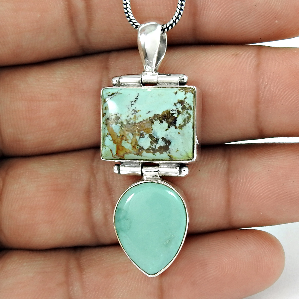 Sky blue turquoise pendant 925 sterling silver wholesale jewellery solid fine pendant handmade silver jewellery