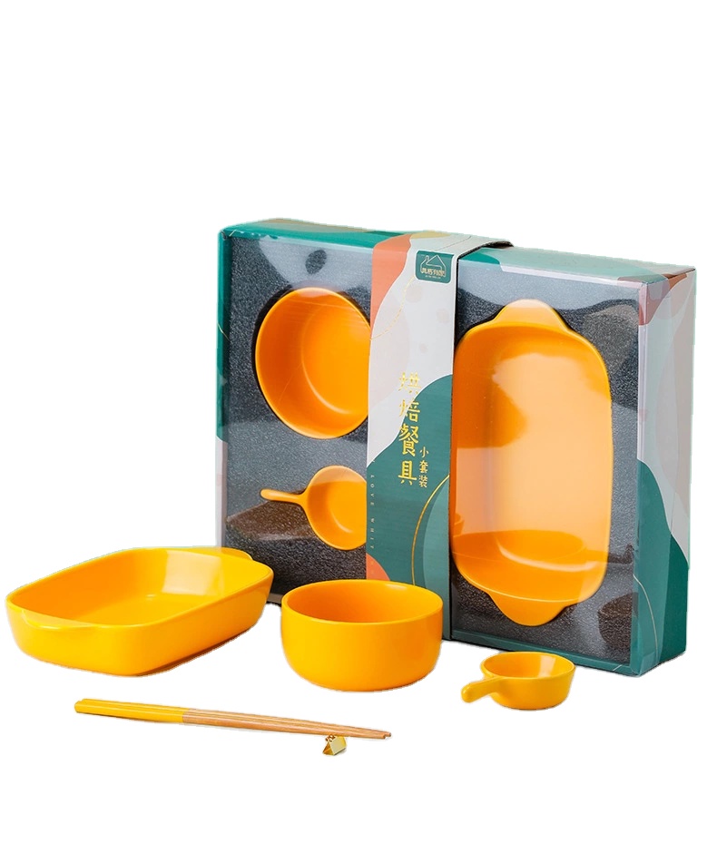 High Quality Nordic Style Ceramic Plate Creative Home hotel Flat Plates Baking set Gift box Cake tools