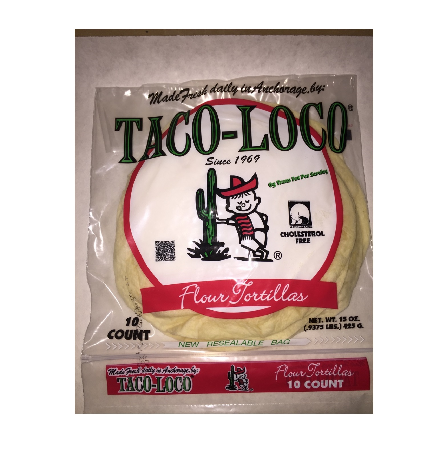 Taco Loco Medium 8" Flour Tortillas 10 Count Pack Model Number 7820311122