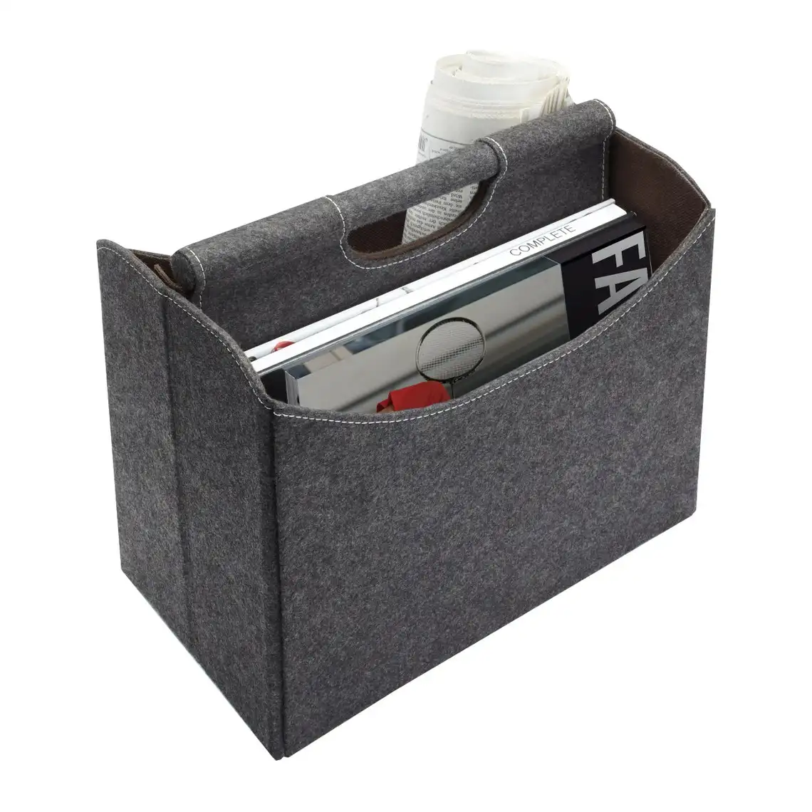 hot sale custom magazine stand Newspaper stand Newspaper collector storage bag felt magazine racks with engraving for office