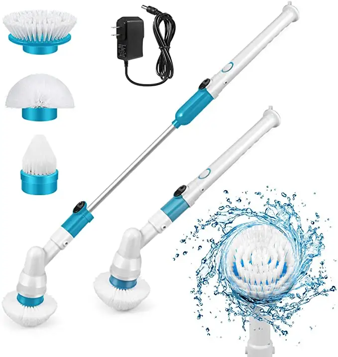 Multi-Purpose Power Surface Cleaner with 3 Replaceable Cleaning Scrubber Brush Heads