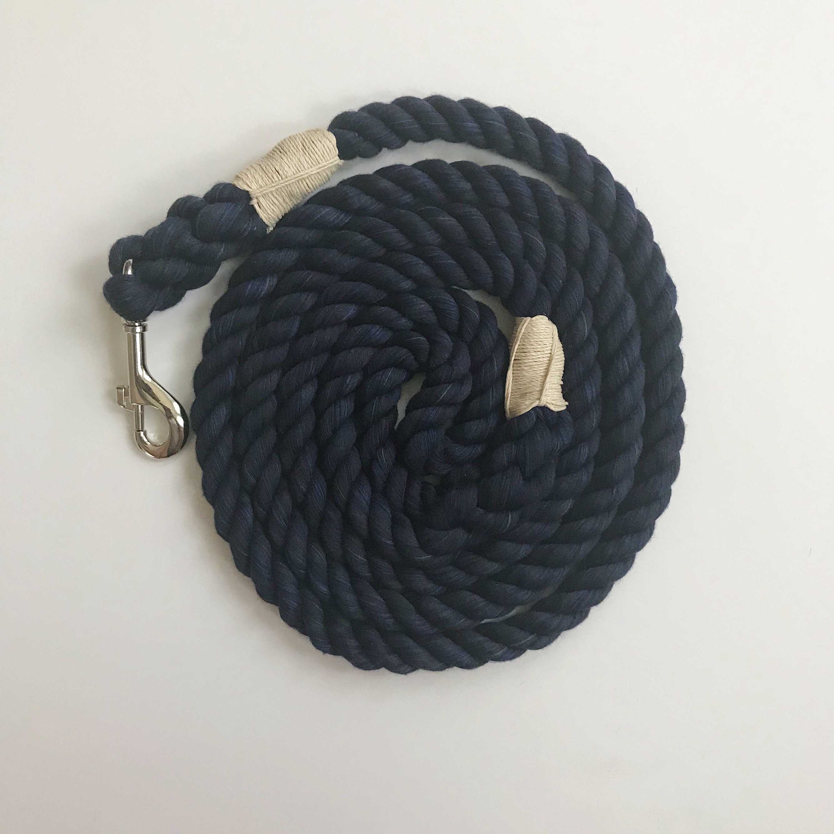 Navy Blue Ultra Soft Cotton Rope Dog Leash