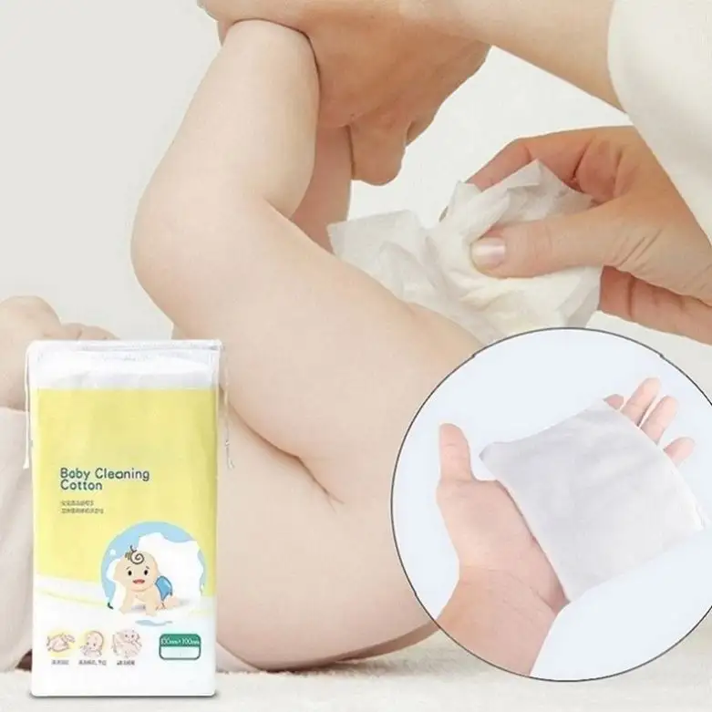 Factory Supplying 100% Cotton Baby Bath Butt Body Facial Hand Pads Baby Cleaning Cotton Pad