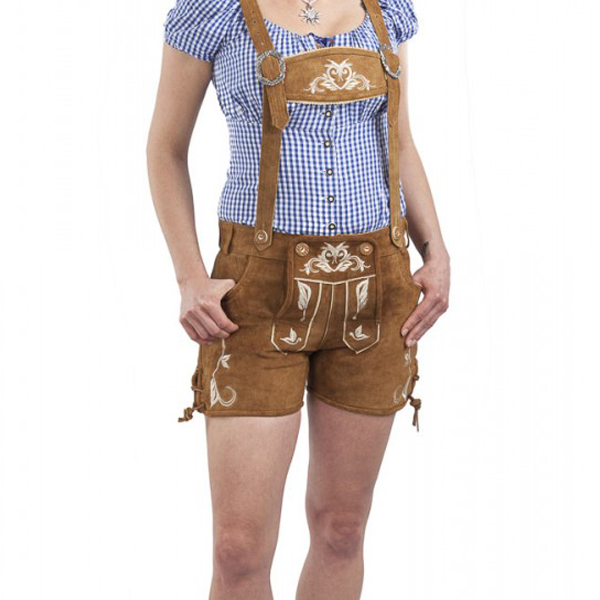 Oktoberfest embroidered Ladies leather brown Lederhosen