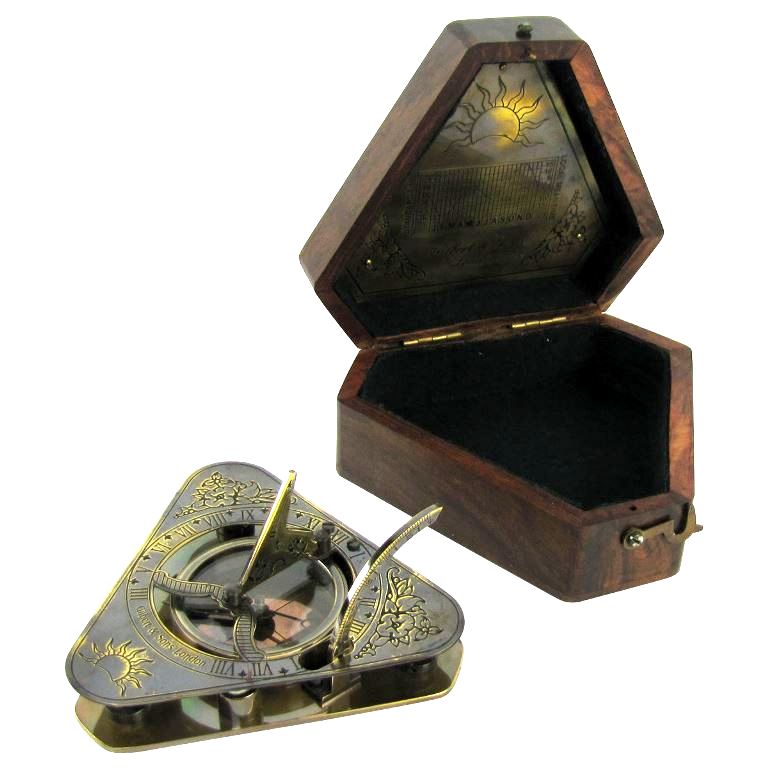 Brass Sundial Compass,Antique Vintage Style Triangle Brass Sundial Compass, Nautical Style Compass,