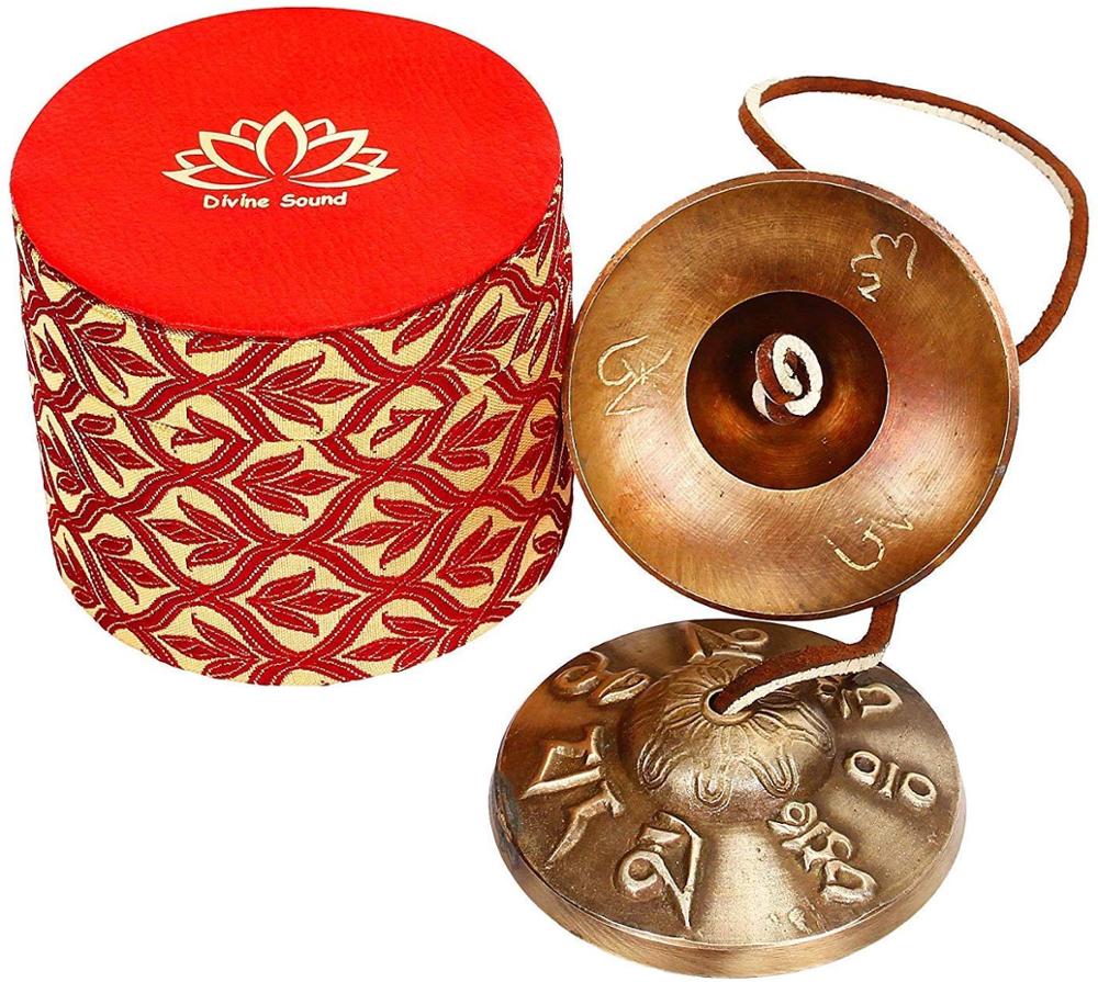 Tingsha Cymbals Om Mani Padme Mantra engraved Tingsha Cymbals With Box - 3 inches approx