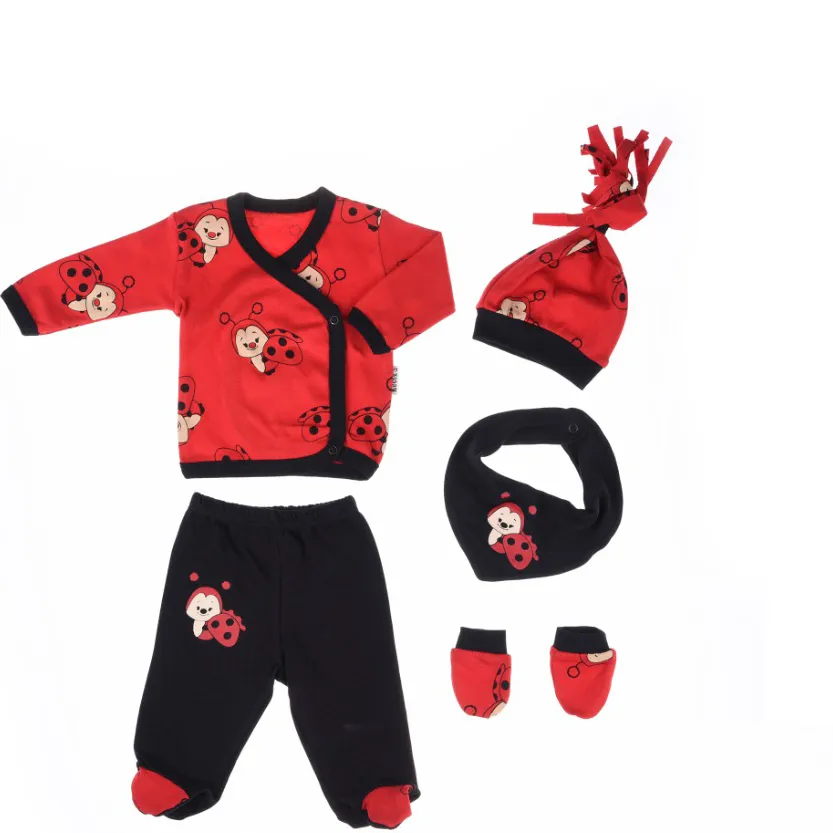 Hot Sale ! Ladybug Figured 5 Pcs Baby Girls' Clothing Sets Special Girl Soft Cotton Baby Clothes By Necix's Brand