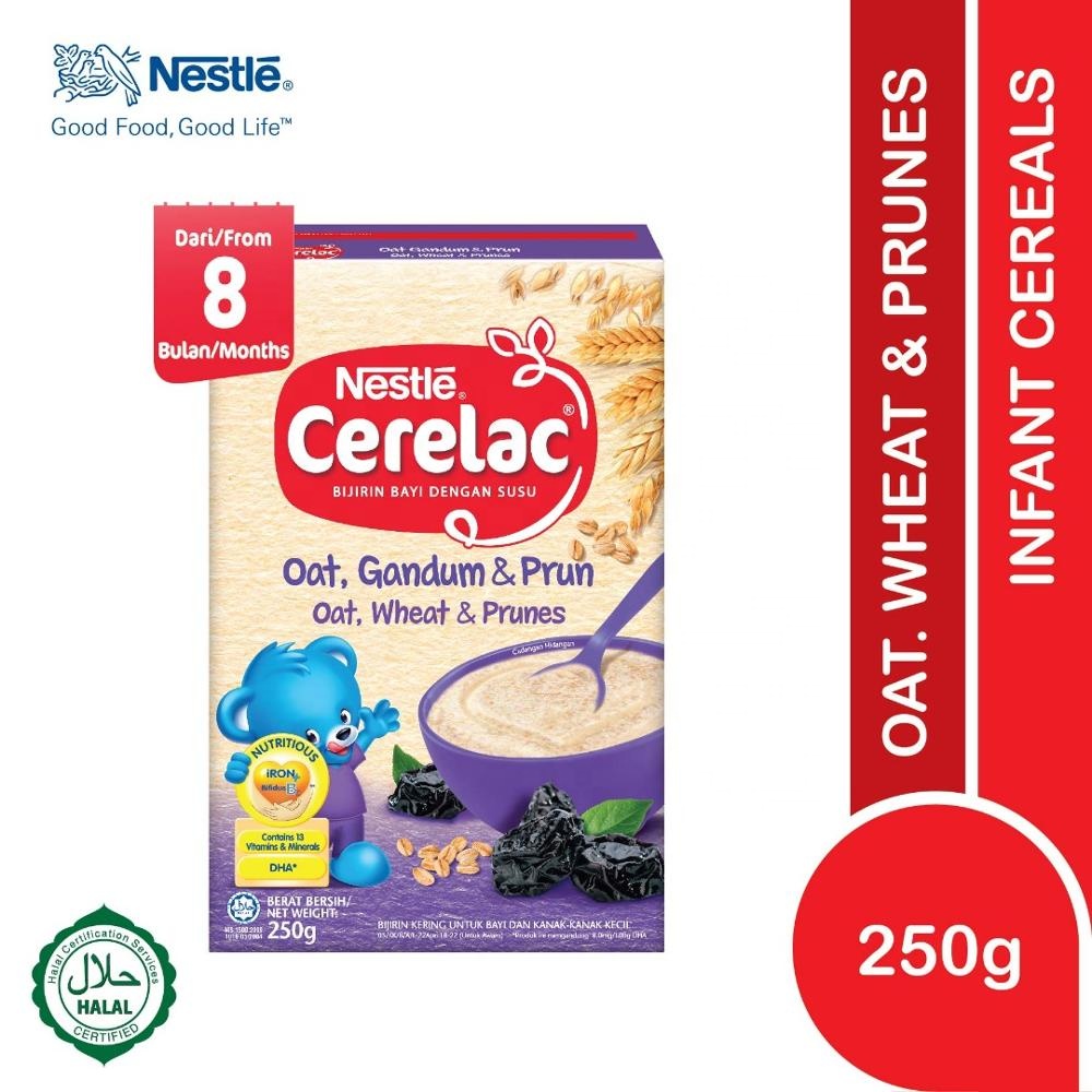 Злаки Cerelac с молочным овсем + Пшеница + секаторы 250 г, Халяльные Детские хлопья
