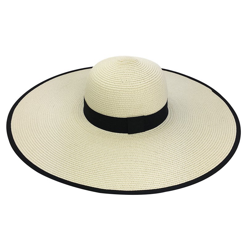 Wide Brim Sun Protection Straw Hat Folable Floppy Hat Summer UV Protection Beach Cap with Velcro for Men and Women