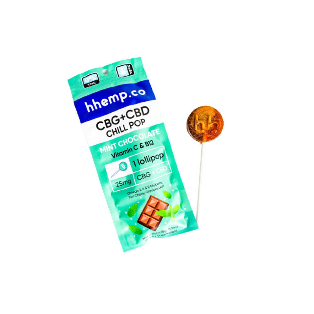 25mg CBG+CBD Mint Chocolate Chill Pop POS Box Premium Quality Hemp Flowers CBD Lollipops