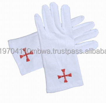 Knights Of Templar Regalia masonic white cotton gloves