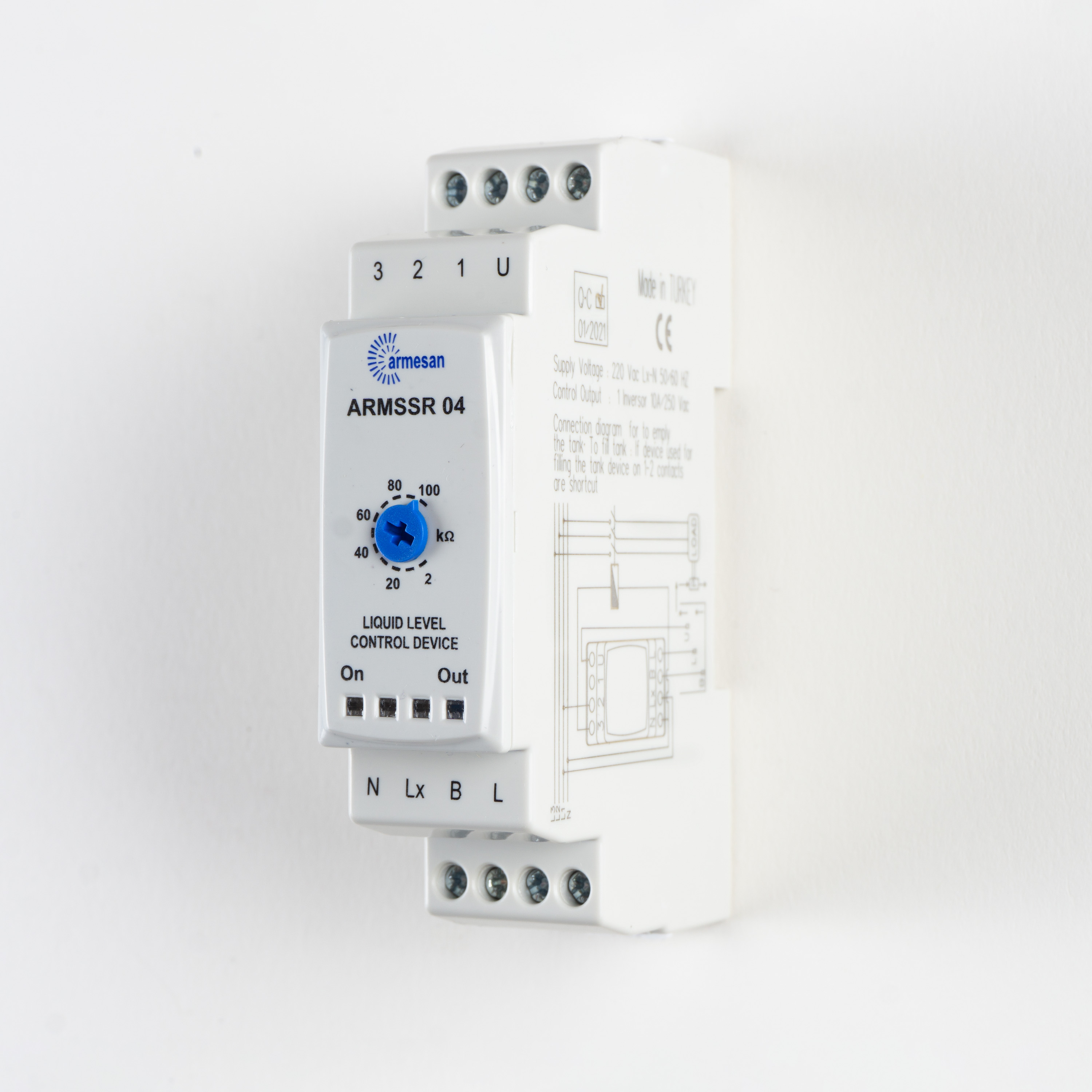 Moduler Type Slim Relays (22,5 mm), 2-100 Kohm Adjustable, Supply Voltage: 220 VAC %20 (L-N), 50/60 Hz.