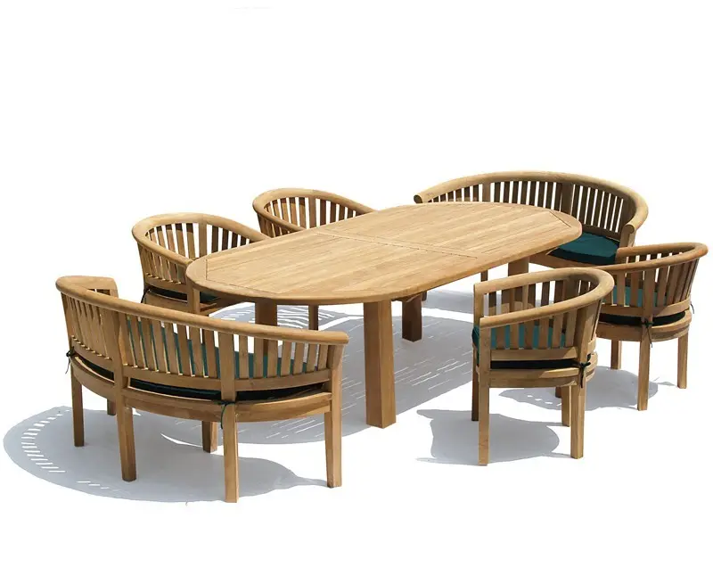 Teak Oval Table And Bech Dining Set Outdoor Furniture