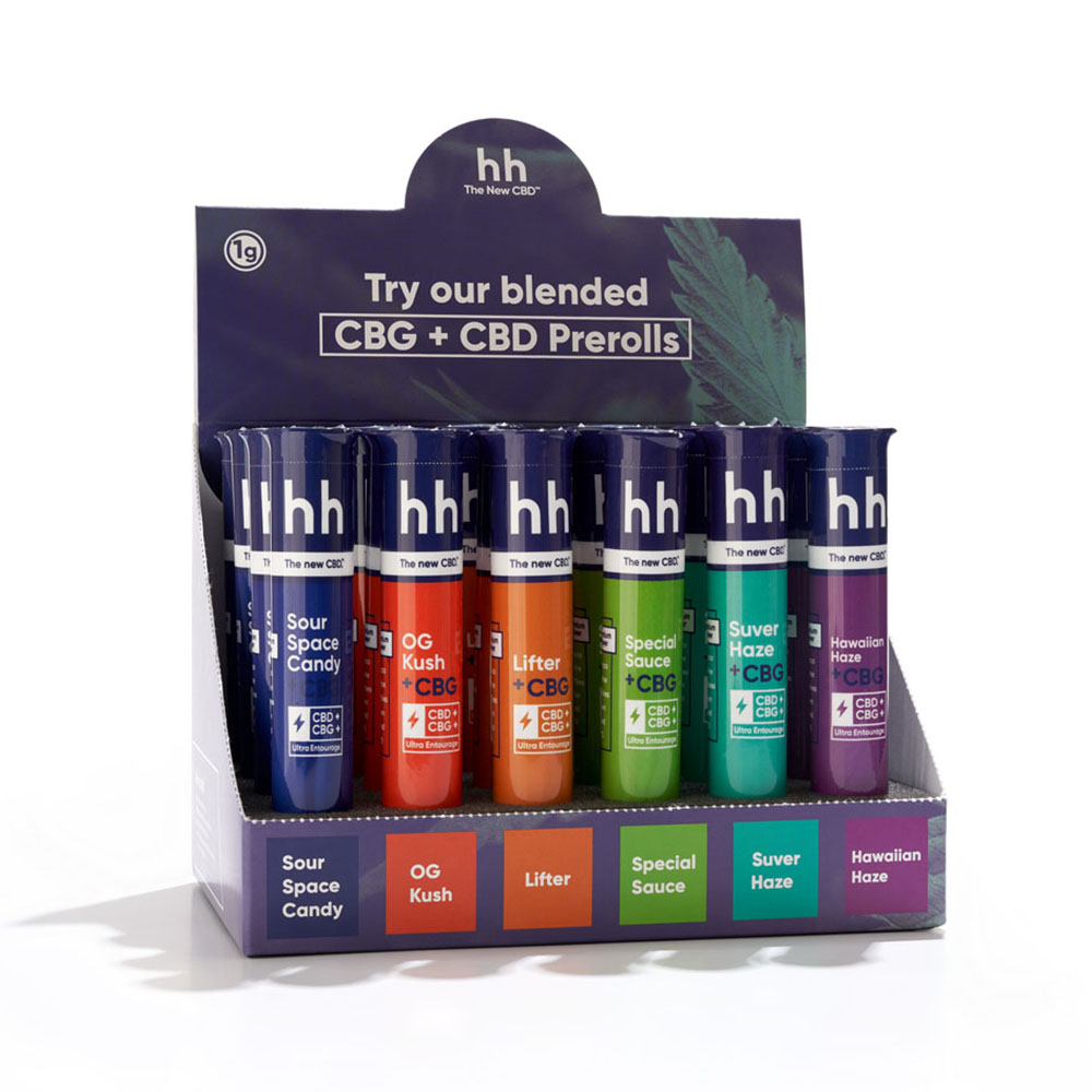 1g CBD+CBD Mixed Delta 8 Premium Quality CBD Hemp Flowers Prerolls Display