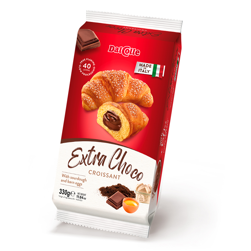 Best quality Italian flaky extra chocolate double filling croissants 330gr ready all year round Everyday Line 8pcs*case