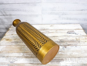 Vintage Golden Yellow Metal Vase Farmhouse Rustic French Country Style Floor Table Vase Home Garden Decor