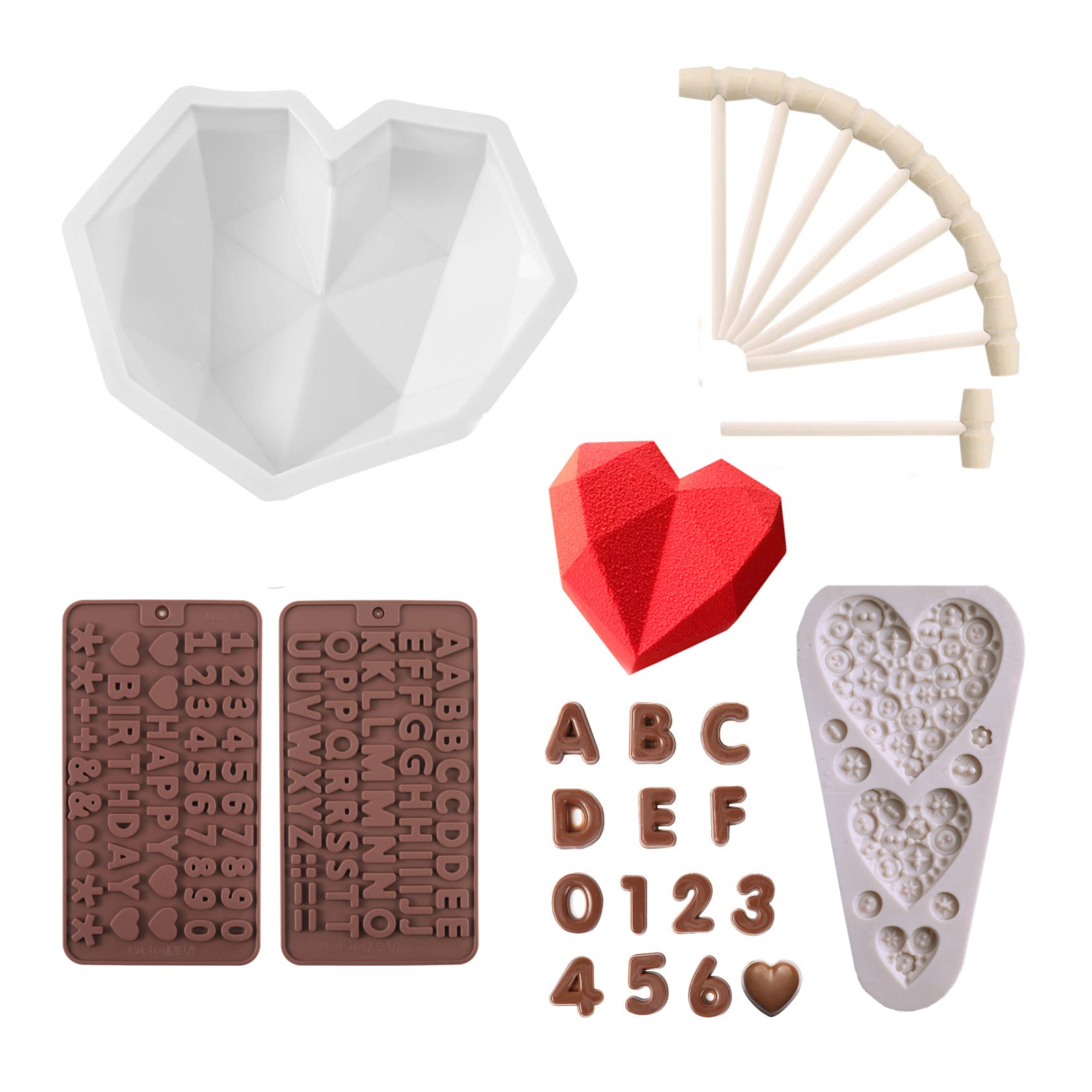 Handmade Birthday Surprise Baking Tools Sets Large Size Breakable Love Shape 3D Big Heart Chocolate Mold Silicone