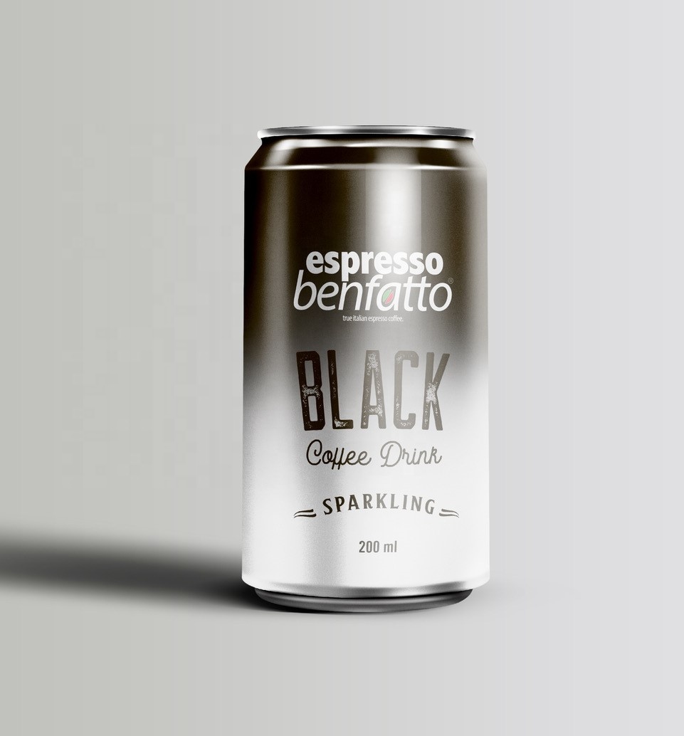 GREAT ITALIAN SPARKLING BLACK COFFEE DRINK FOR BARS AND TRAVEL