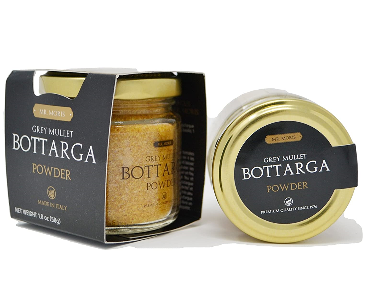 Premium Quality Grated Mullet Bottarga Mr. Moris Made in Italy Kosher in Jar 50 g