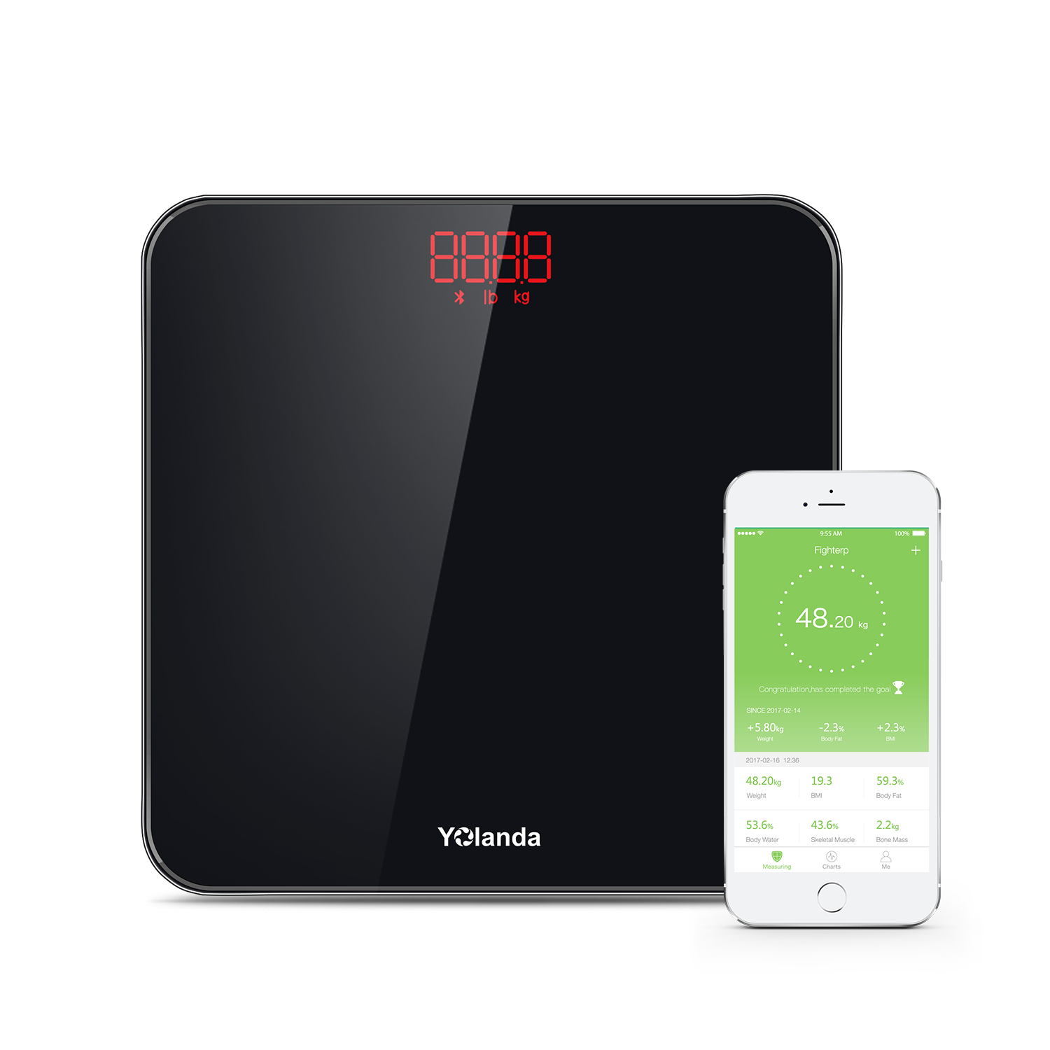 2021180kg/400Ib Smart Body BMI Bathroom Electronic Weighing Scale With Feelfit APP