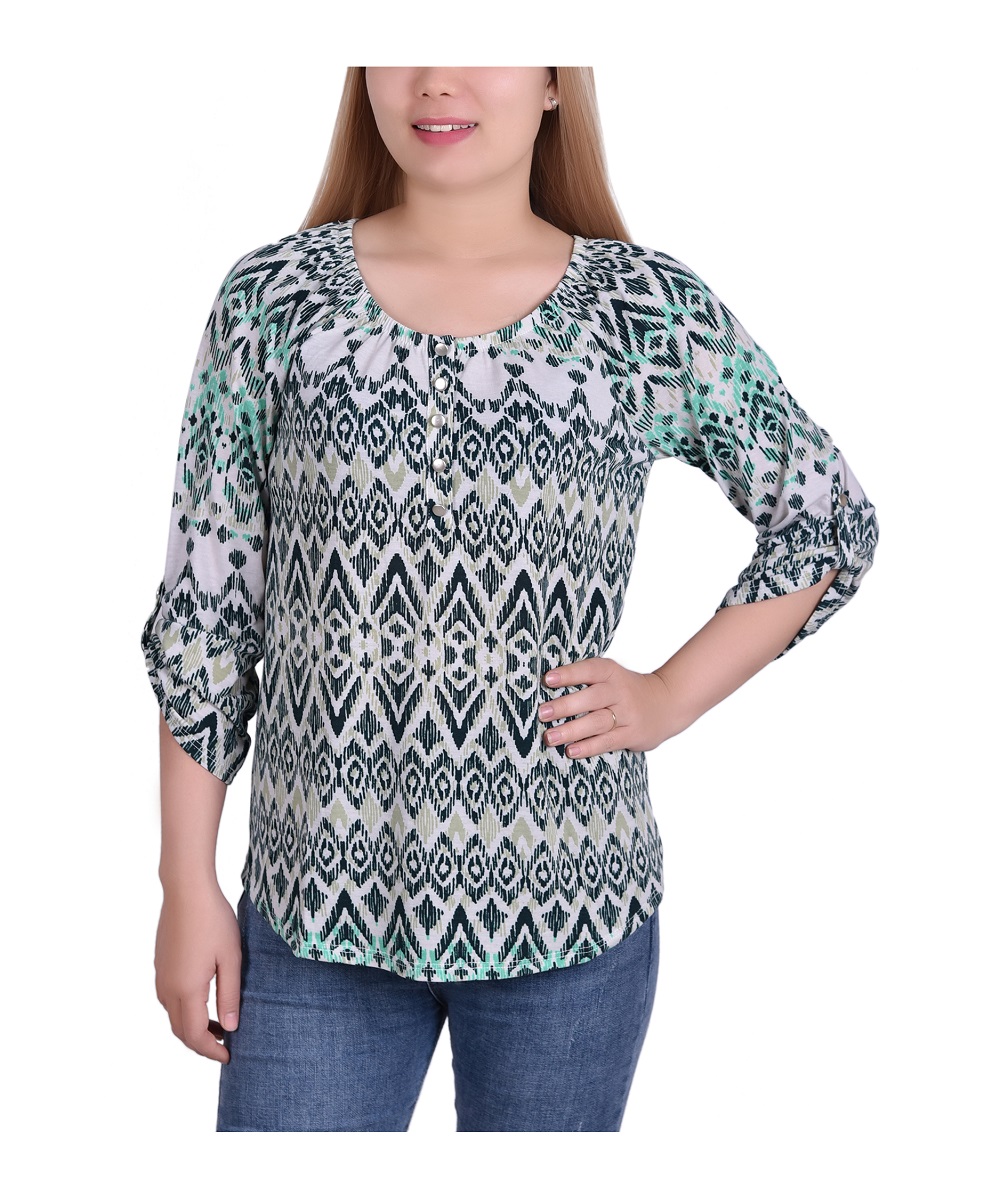 3/4 пуш-ап, эластичная Шея Henley Green Tribalpath