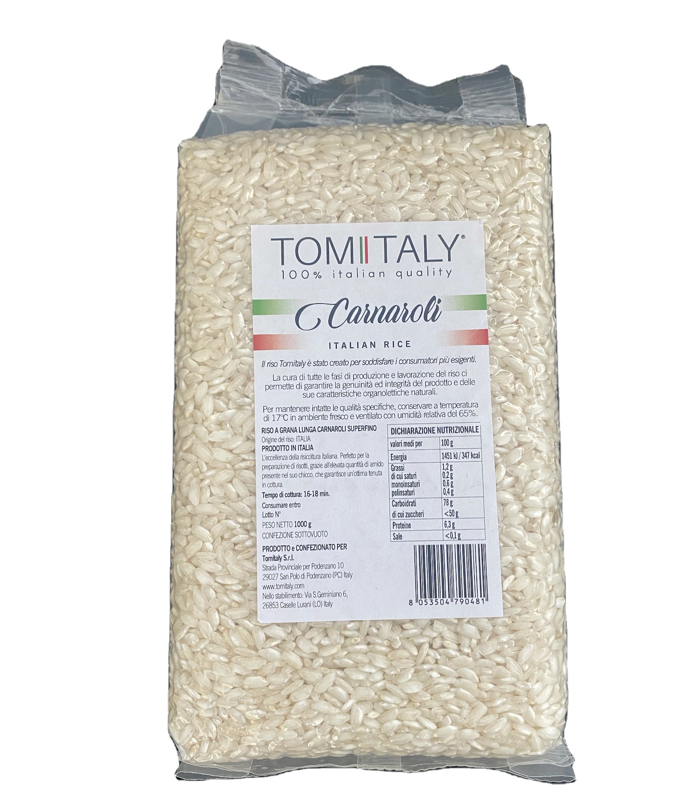 Tomitaly Carnaroli rice - 100% made in Italy - Premium Quality - 1 kg
