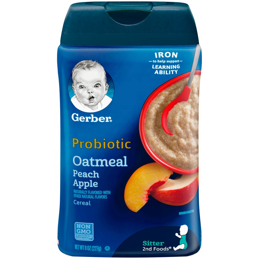 Gerber пробиотик овсяная мука и Персик Яблоко детские хлопья 227 г