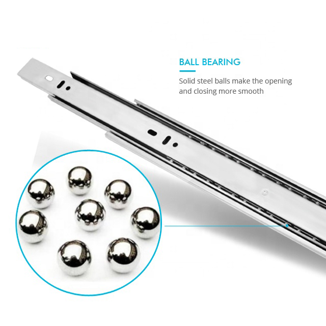 TOPCENT 45mm full extension drawer rails telescope channel ball bearing drawer slide