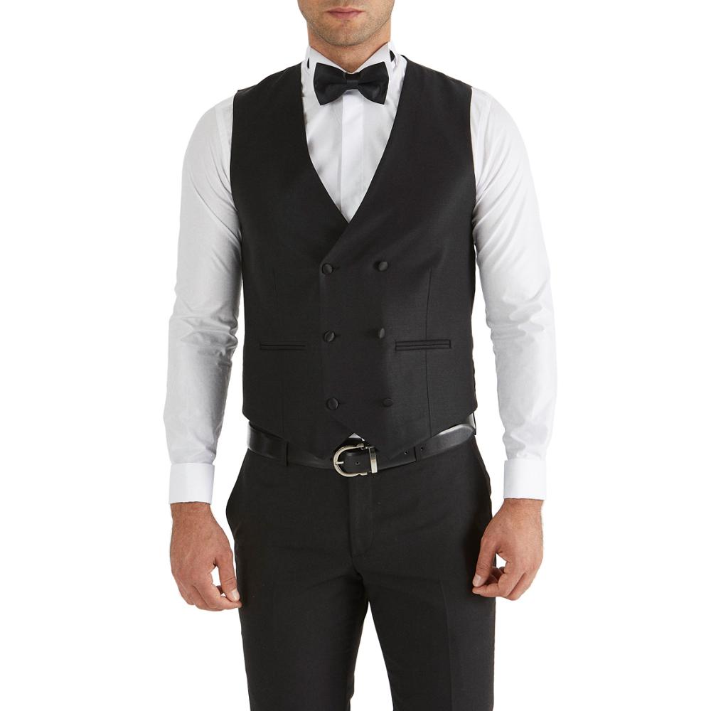 High Quality %98 Wool Double Breasted Waistcoat Mens Vest for Suits