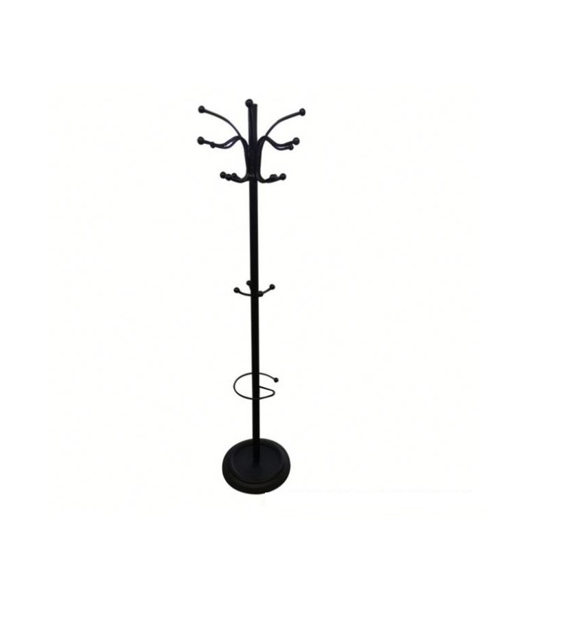 Convenient black metal coat rack for clothes