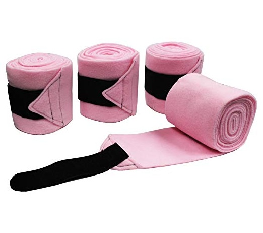 Top Quality Fleece Bandage Leg Wrap PINK Horse Size Fleece Polo Wraps Leg Bandages Wraps Dressage Show NEW By Lazib Sports