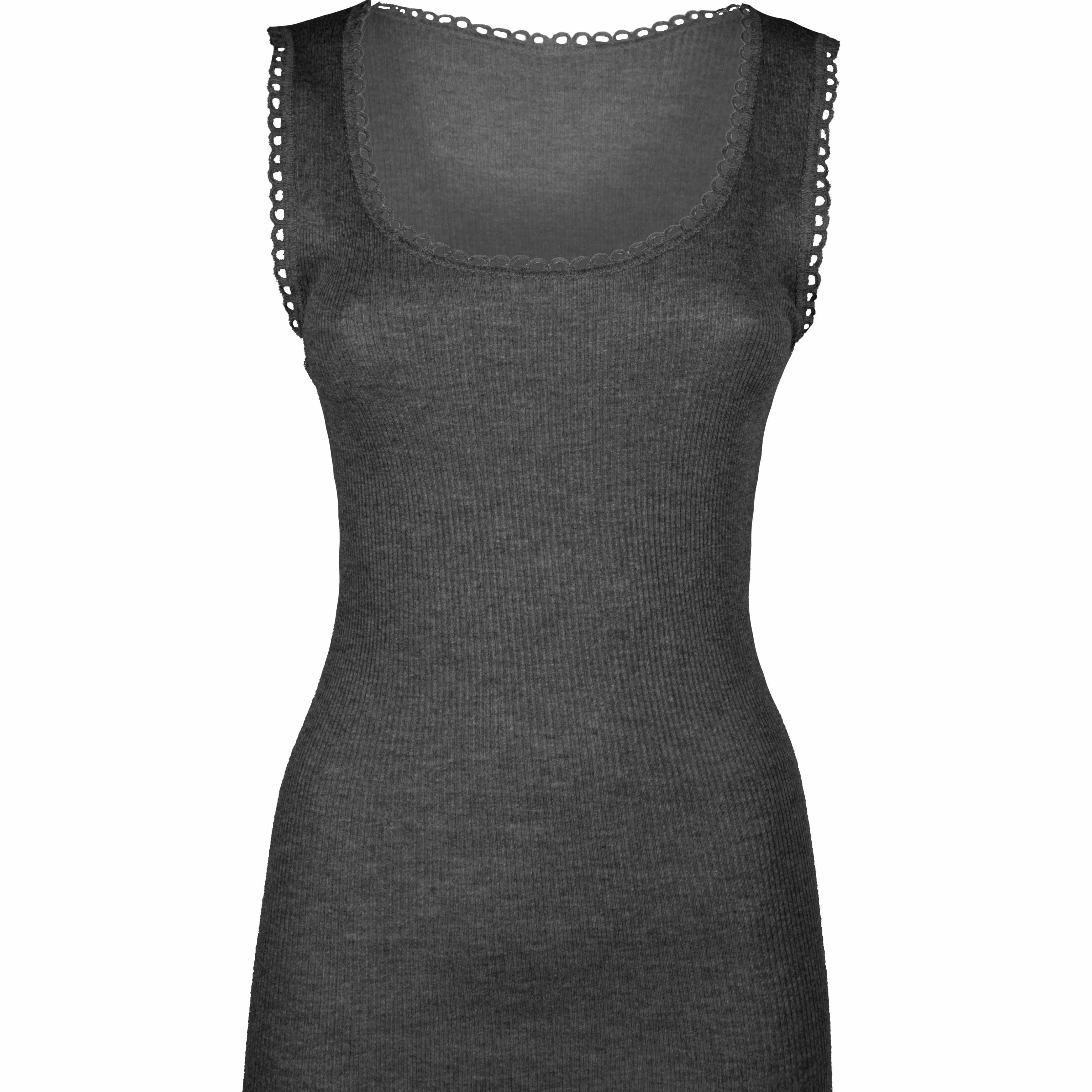 High quality italian fashion tulle detail lace viscose grey tank top for export