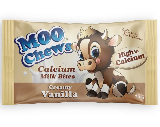 Moo Chews packet Vanilla Healthy Snack Kids and Toddlers Milk Tablet High Calcium NZ made