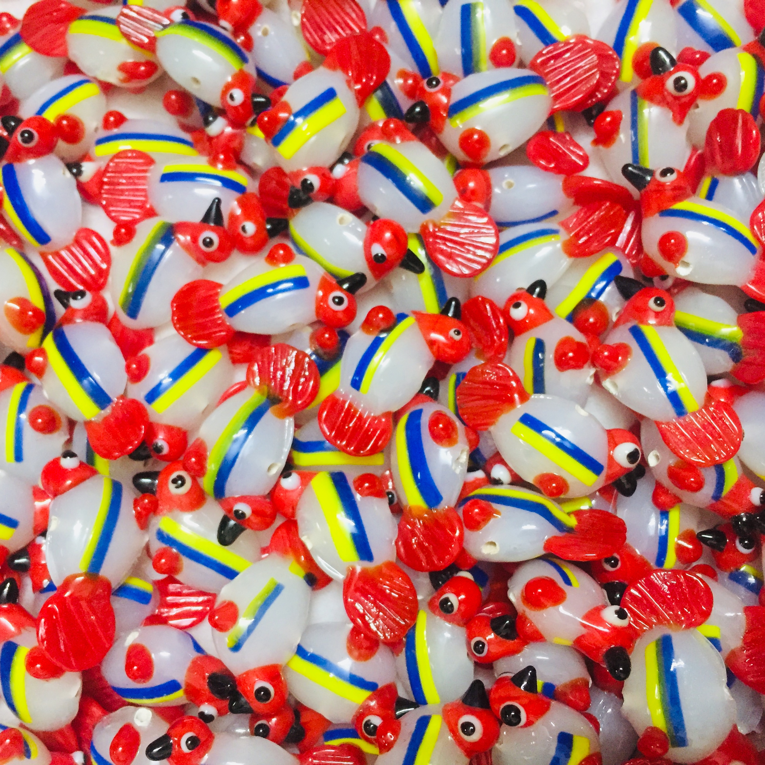 High Quality Red and White Birds Lampwork Glass Beads Crystal Product Category