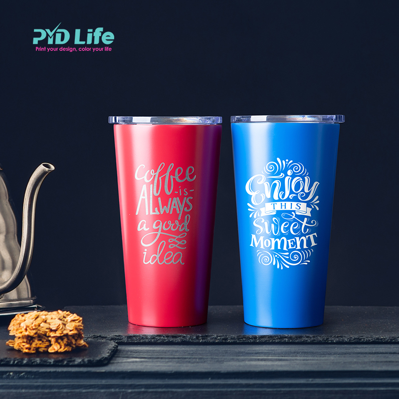 PYDLife 16oz 480ml Оптовая Продажа матовая кофейные чашки кофе стакан из нержавеющей стали с крышкой