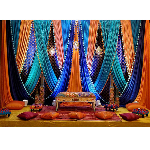 Punjabi Wedding Zari Work Backdrop Curtains Wedding Embroidered Backdrop Curtains Punjabi Wedding Stage Backdrop Curtain