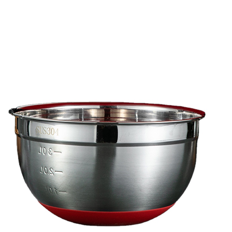 304 Stainless Steel Salad Bowl with Multiple Color Silicone Lid