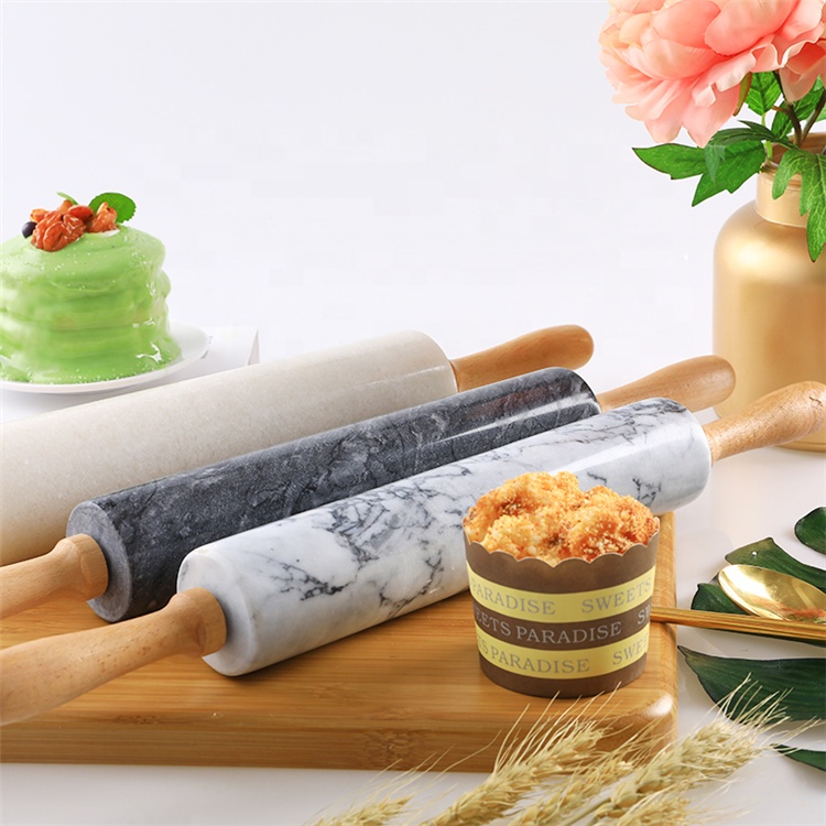 Dough Wooden Rolling Pin Nordic Wooden Handle Marble Rolling Pin Set For Kitchen Baking