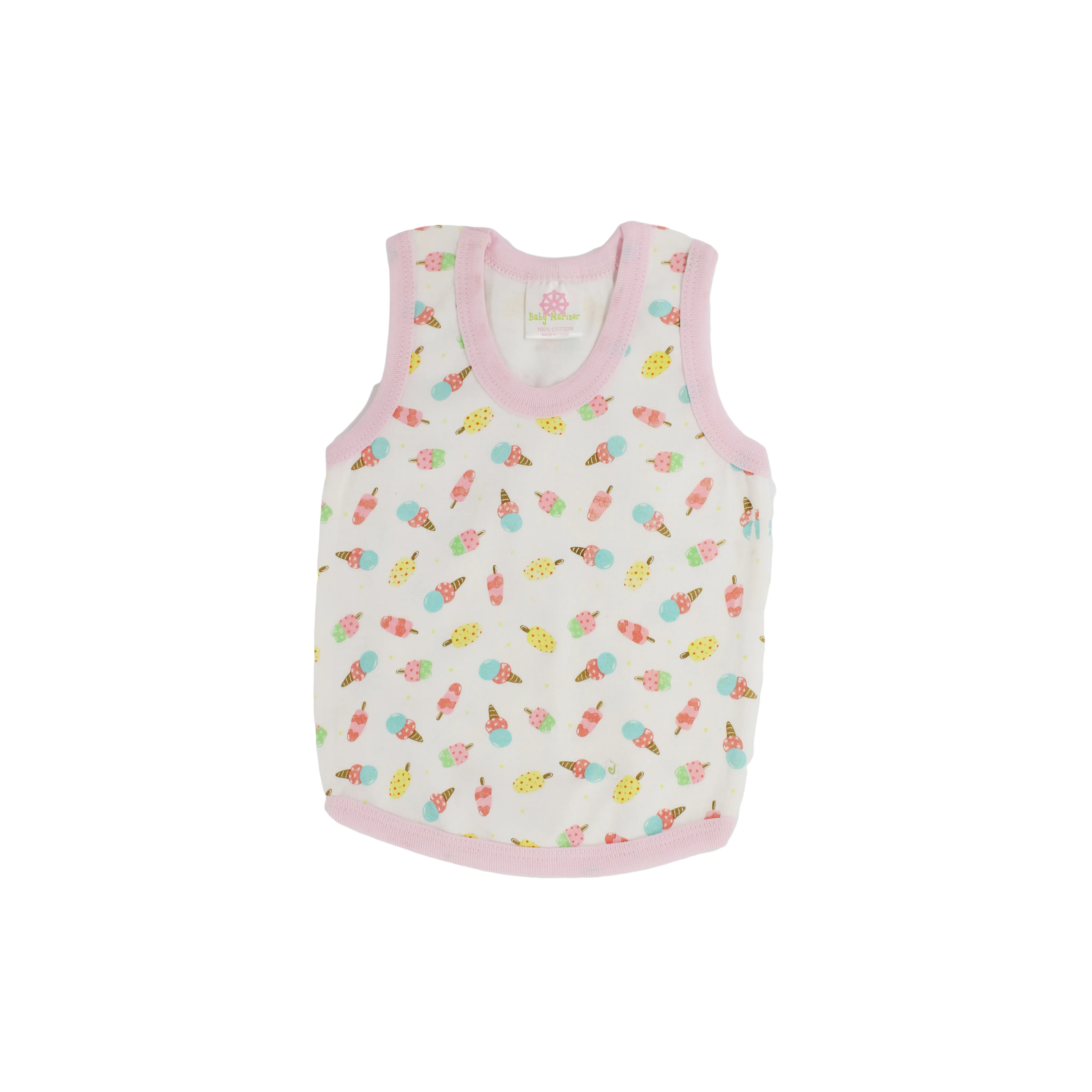 Printed ice cream pattern 100% cotton summer fashion baby vest