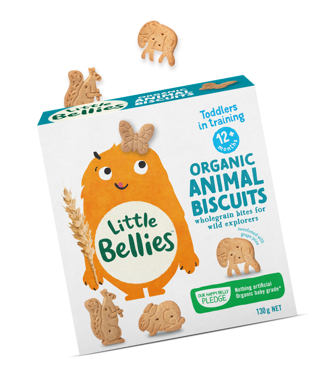 Healthy Crunchy Little Bellies Organic Wholegrain Animal Shaped Biscuits Toddler / Kids Snack