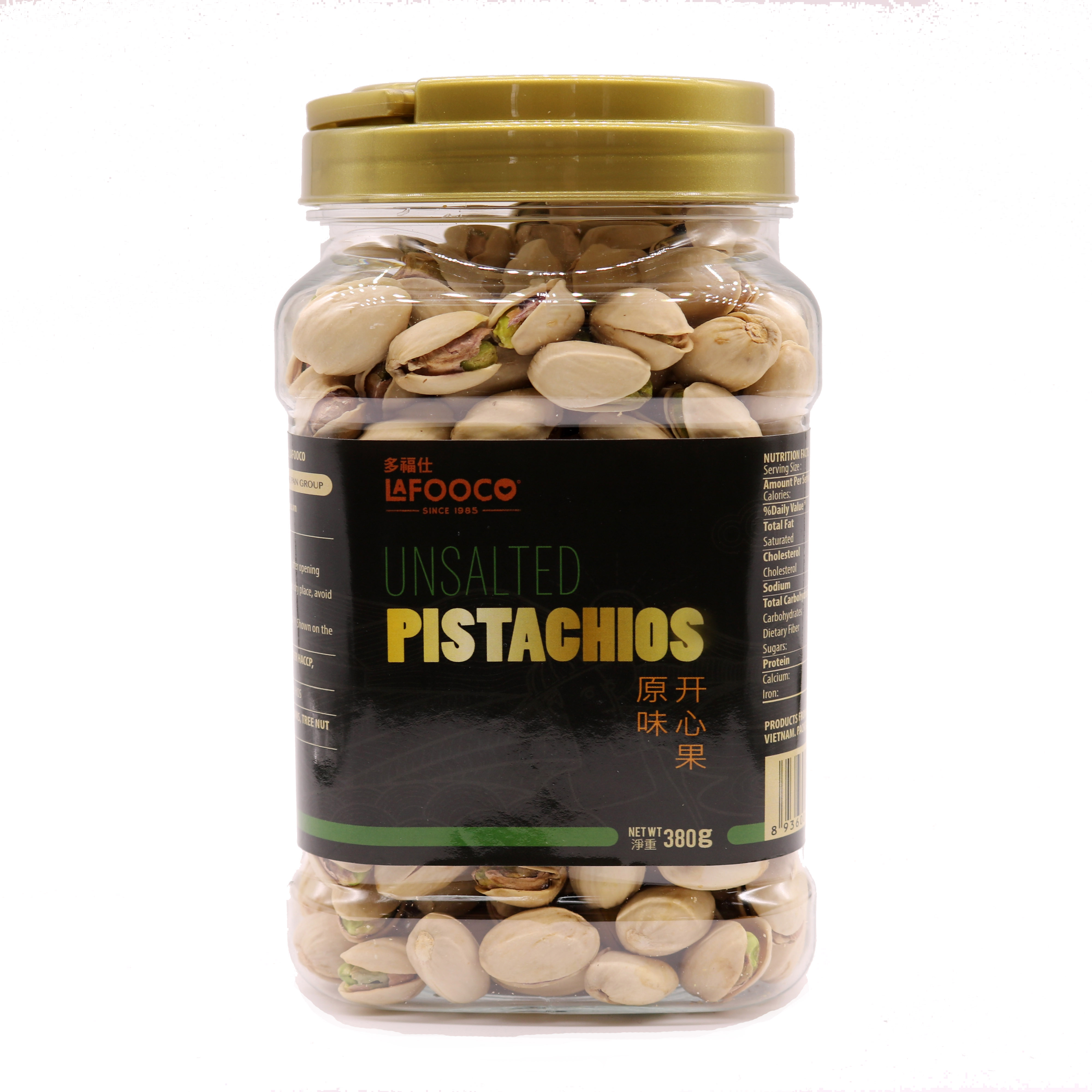 Unsalted Pistachios 380g LAFOOCO Green Nut Premium Dried Standard Haccp