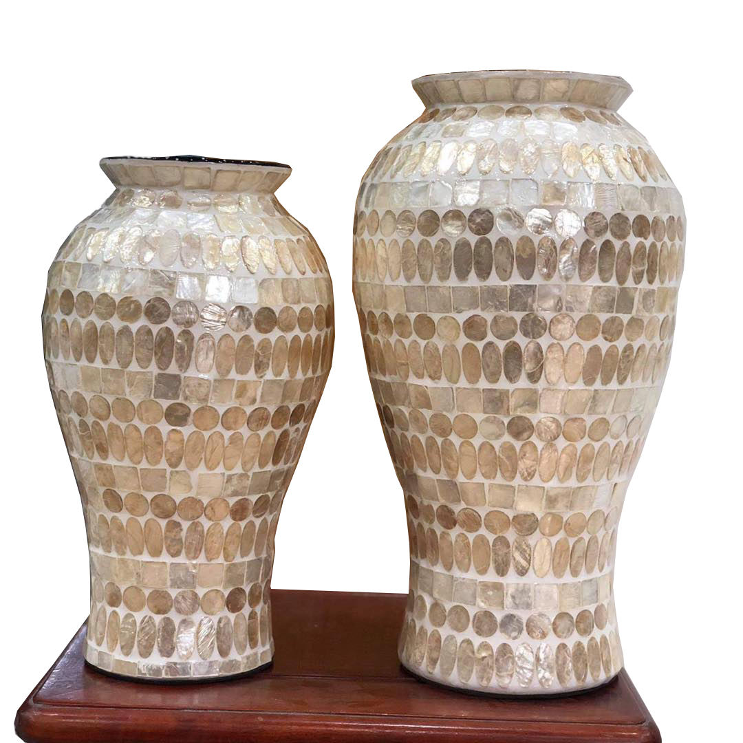 Manufacturer directly gold capiz decorative mother of pearl vase home decor capiz shell vase handmade from Vietnam