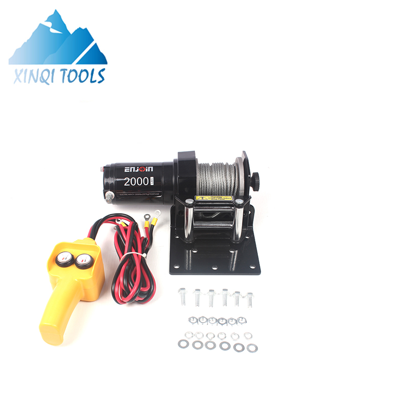 XINQI 12v Мини электрическая лебедка 2000lbs маленькая электрическая лебедка