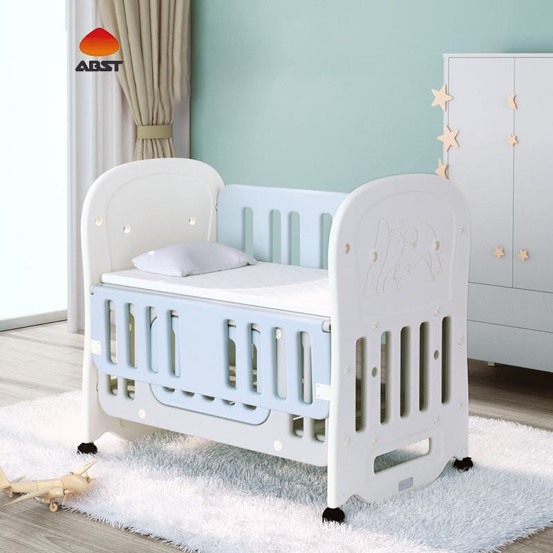 Kids Safety Moveable Multi-function HDPE Indoor White Cot Bed Baby Crib Mobile
