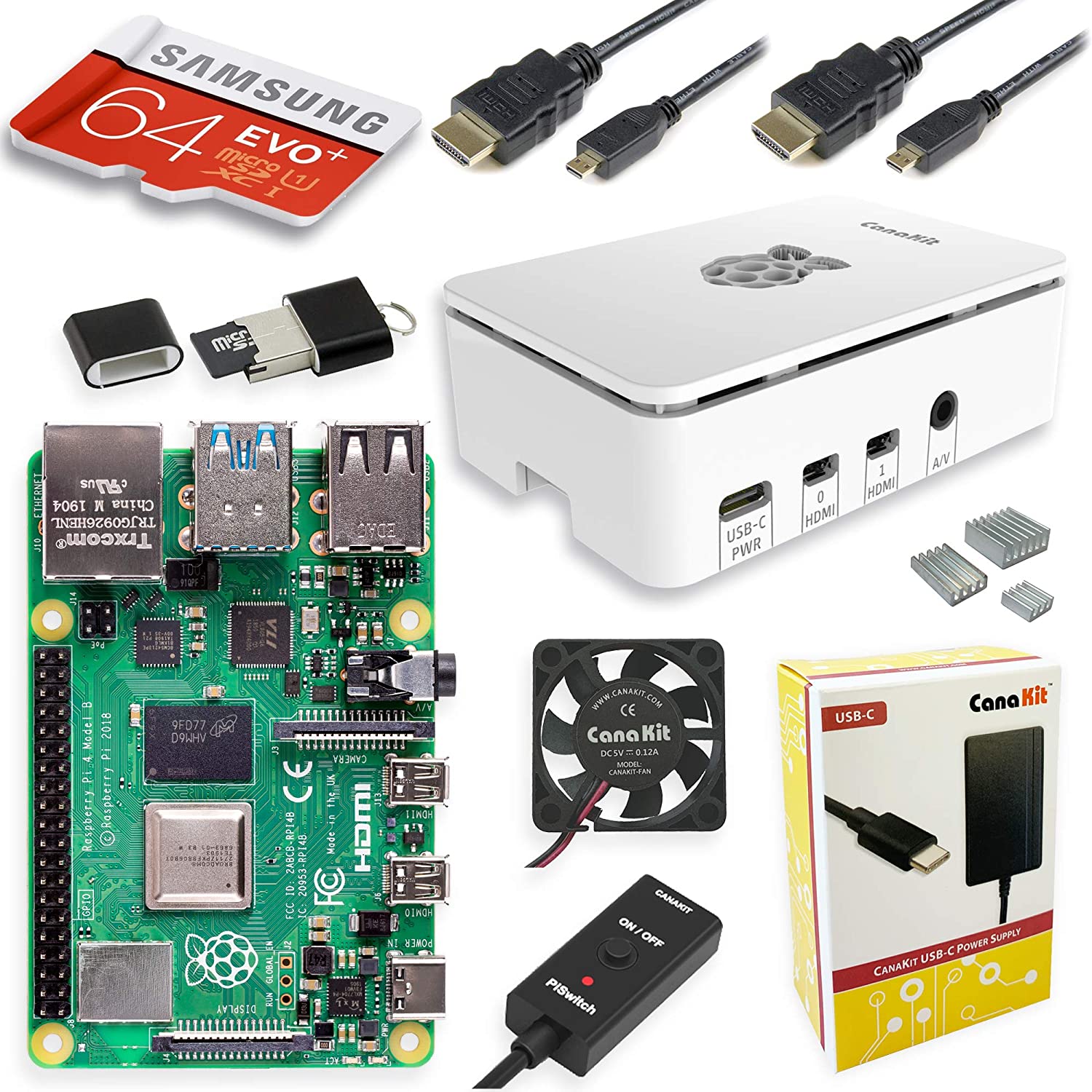Authentic CanaKit Raspberry Pi 4 8GB Starter MAX Kit - 64GB Edition