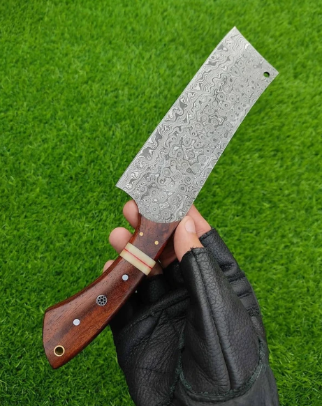 Handmade Damascus Meat Cleaver With Wood Handle