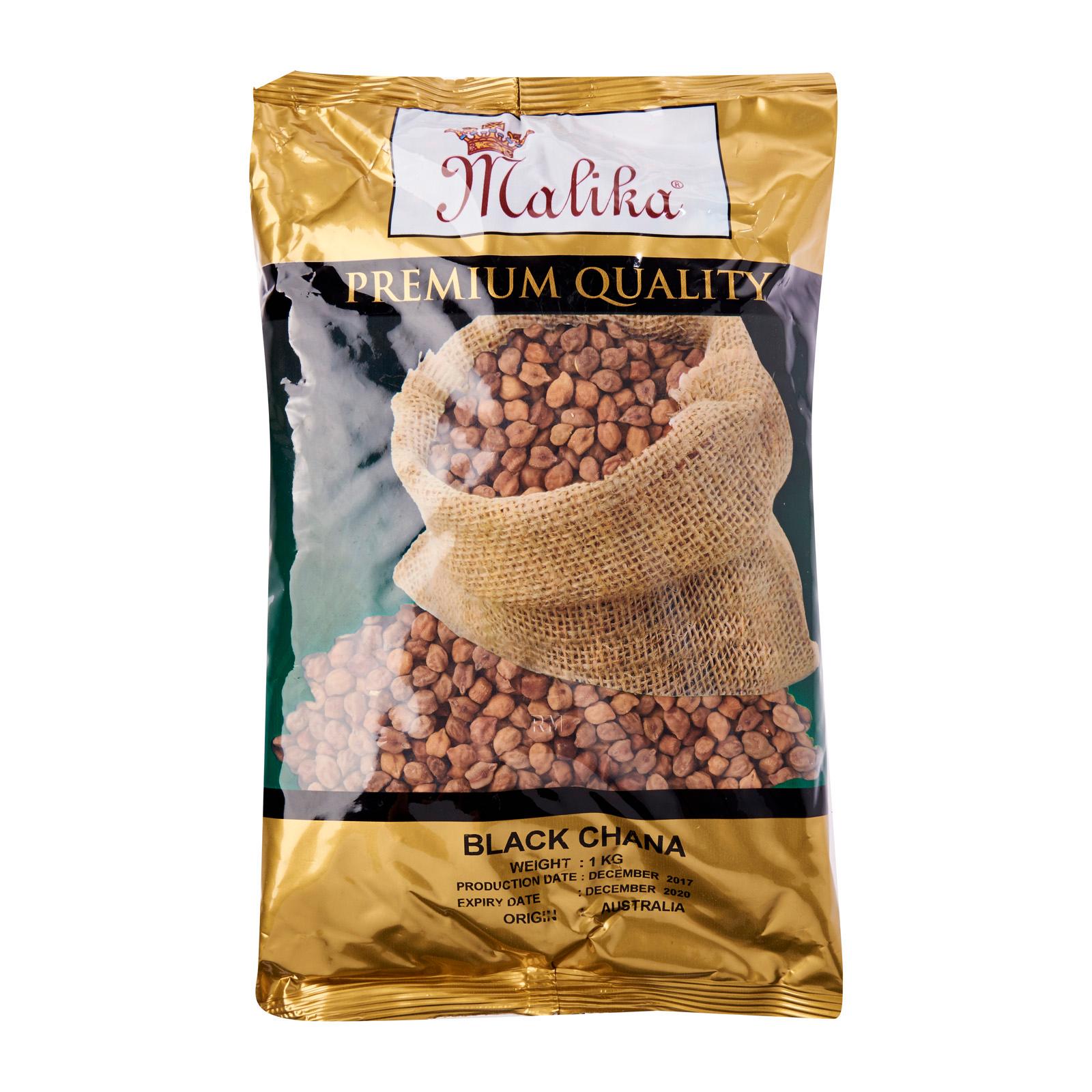 Malika Black Chana Beans Bag 1kg With Rich Protein Fibre Vitamins Minerals Dried Black Chickpeas From India