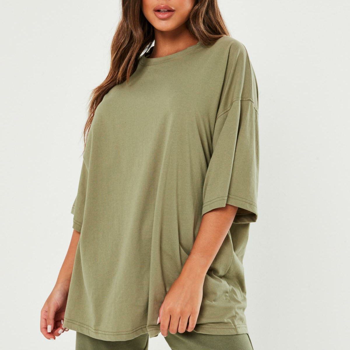 OEM womens baggy drop shoulder Short Sleeves fleece blank oversized sweatshirt