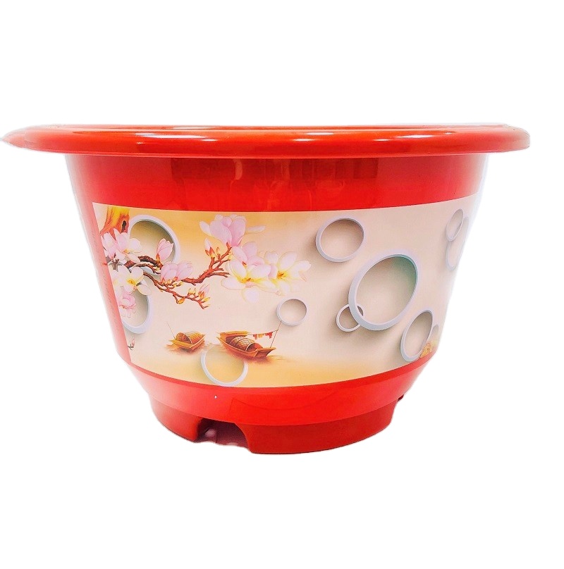 Viet Nam Customized Printed Bell Shape Plastic Flower Pot Plastic Plant Pot with Base for Decorating and Planting