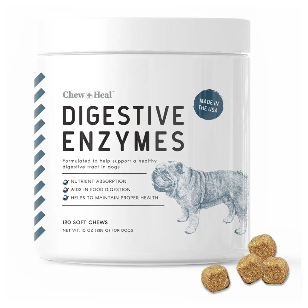 Chew & Heal Digestive Enzymes with Probiotics 120 Chews For Dogs Formulated to Help Support a Healthy Digestive Tract